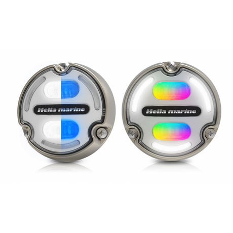 Luz submarina LED Hella Marine Apelo A2, bronce B/azul náutico, 2LT 016 147-101