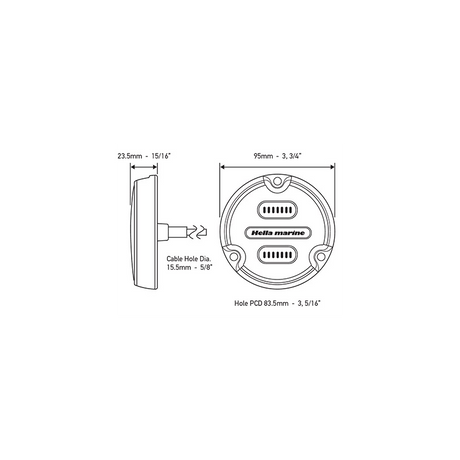 Luz submarina LED Hella Marine Apelo A2, bronce B/azul náutico, 2LT 016 147-101