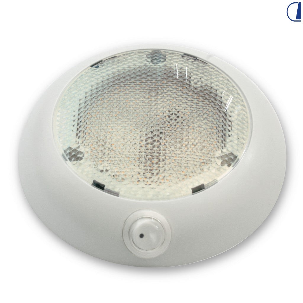 Plafoniera tonda LED da incasso Ø 14 cm con interruttore IPx5 vetro diamantato