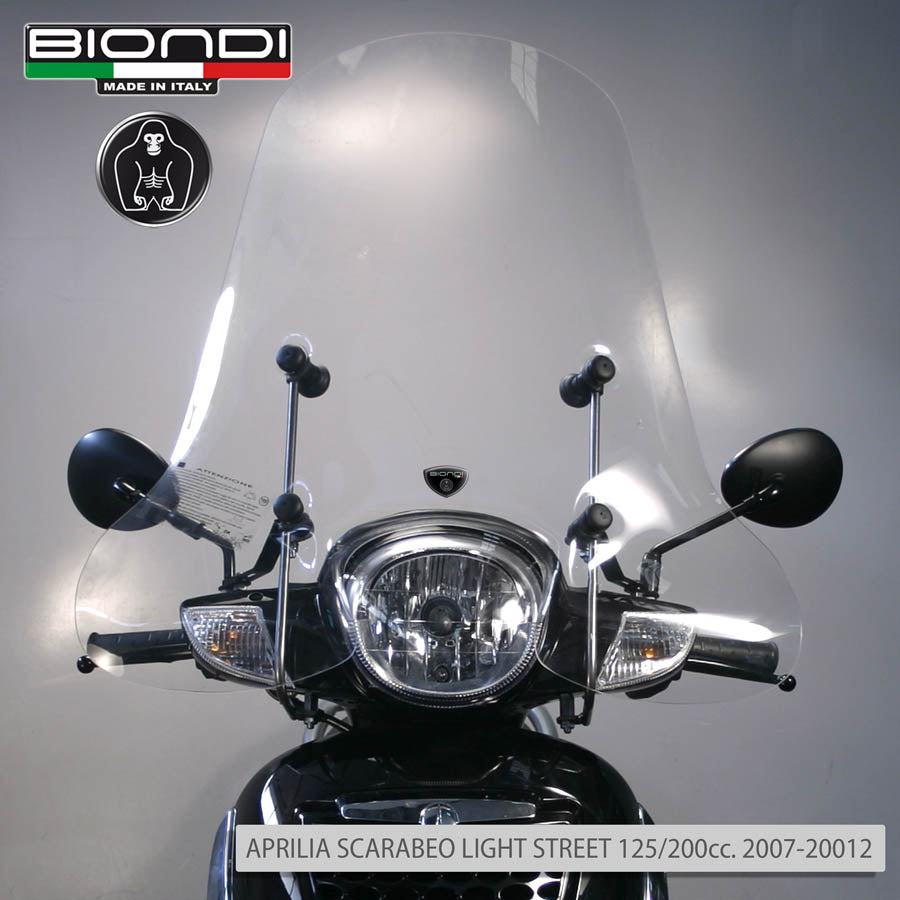 Biondi Parabrezza Z Aprilia Scarabeo Light-Street 125/200 cc 2007-2012 con Attacchi