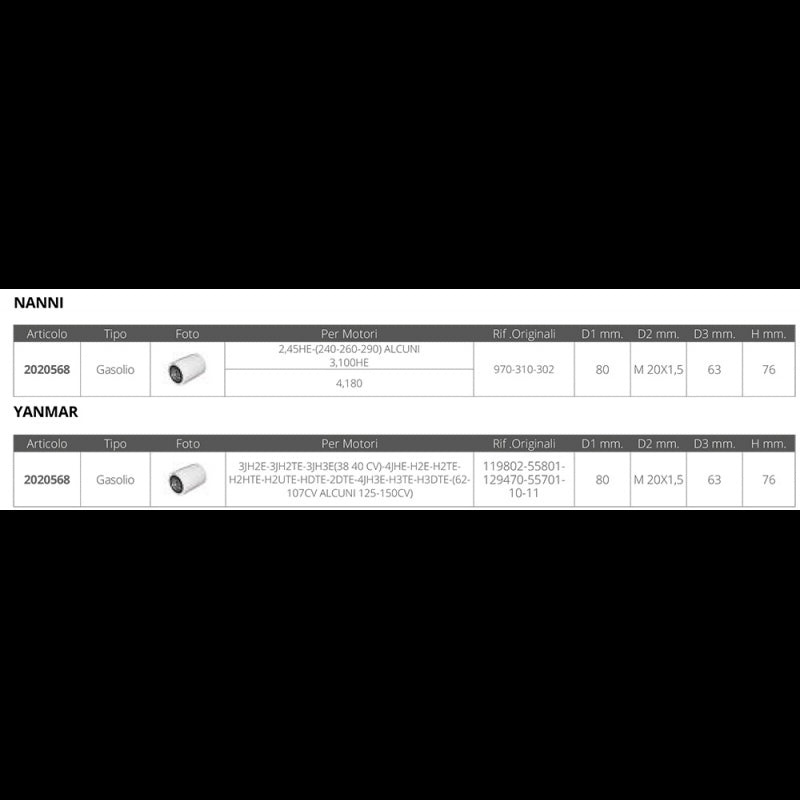 FNI Dieselfilter Nanni Yanmar G1326EC