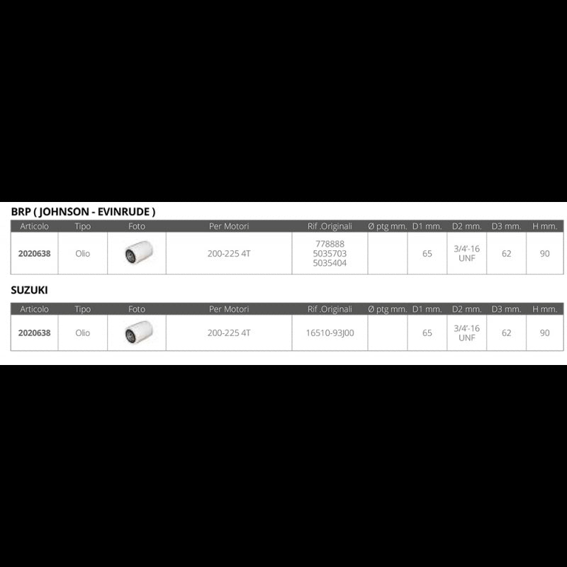 FNI Filtro Olio Evinrude Suzuki FF751EC-517EC