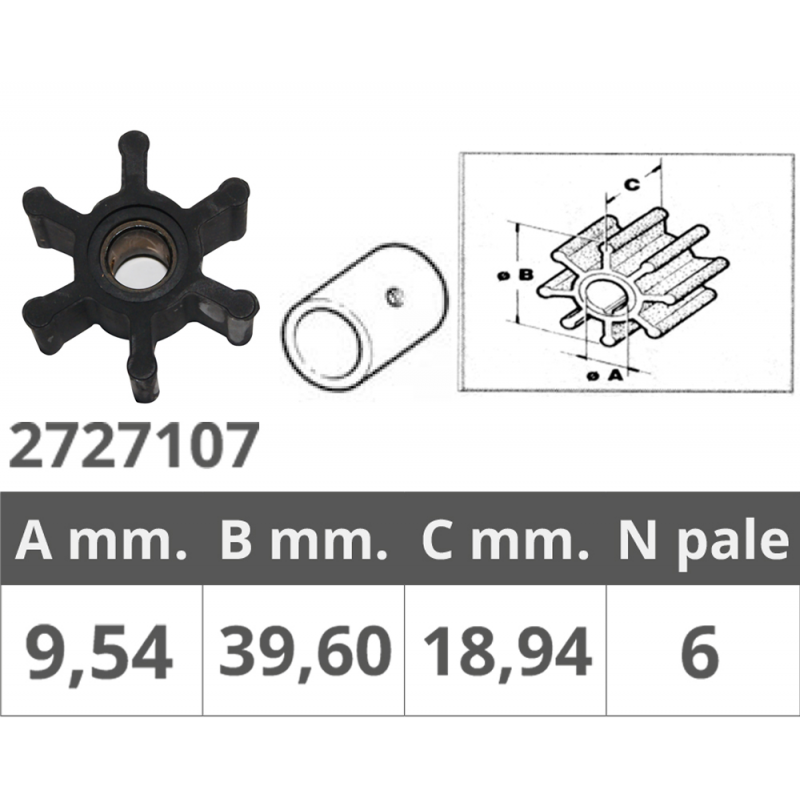 Finnord Impeller Jabsco 4528-John 09-806B Sher 9979 500100.GX