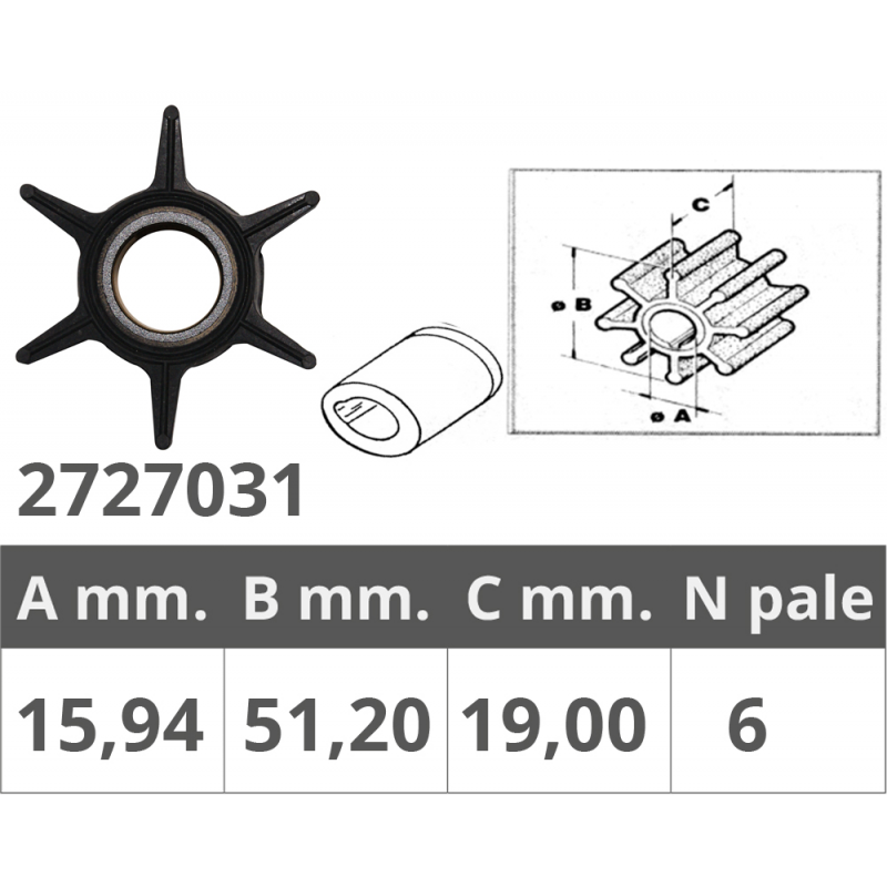 Finnord Impeller Johnson/Evinrude 2T 20-25-30-35 PS 500370.C