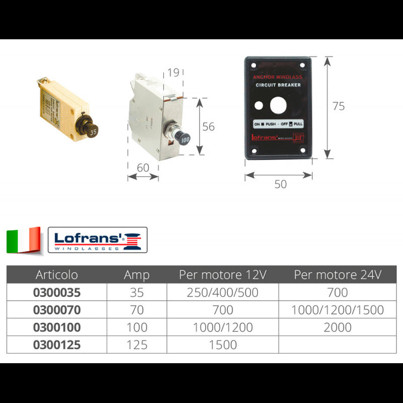 Lofrans Magneto Termico 35 Ampere 187331