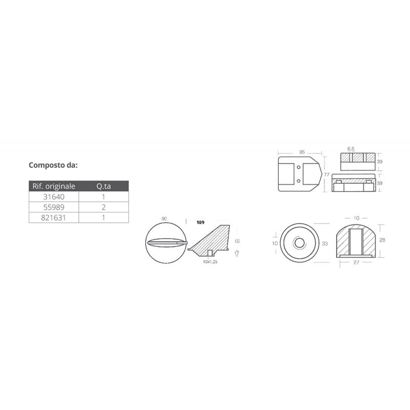 Tecnoseal Kit Alluminio Mercruiser Alpha I Gen I KITALPHAONEGEN1AL