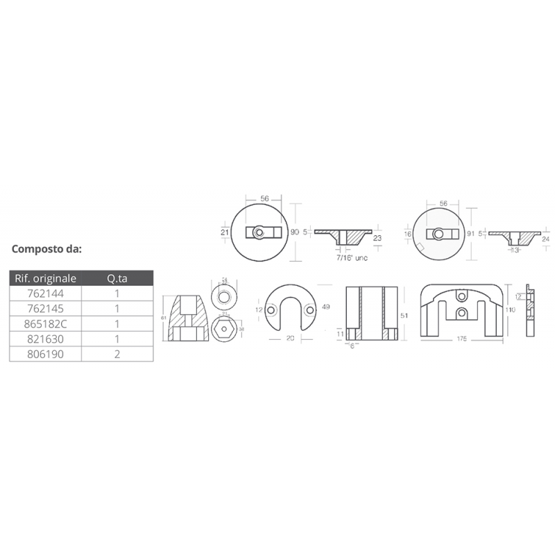 Tecnoseal Aluminium-Kit Mercruiser Bravo III KITBRAVOIII-04/AL