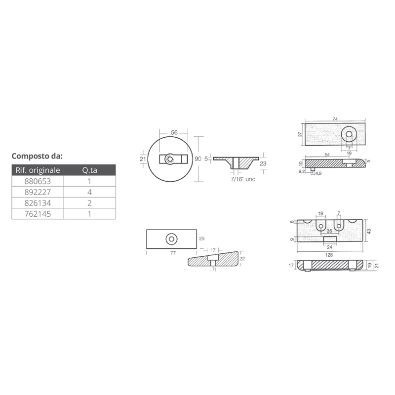 Kit de aluminio Tecnoseal Mercury Verado 6 KITVERADO6/AL