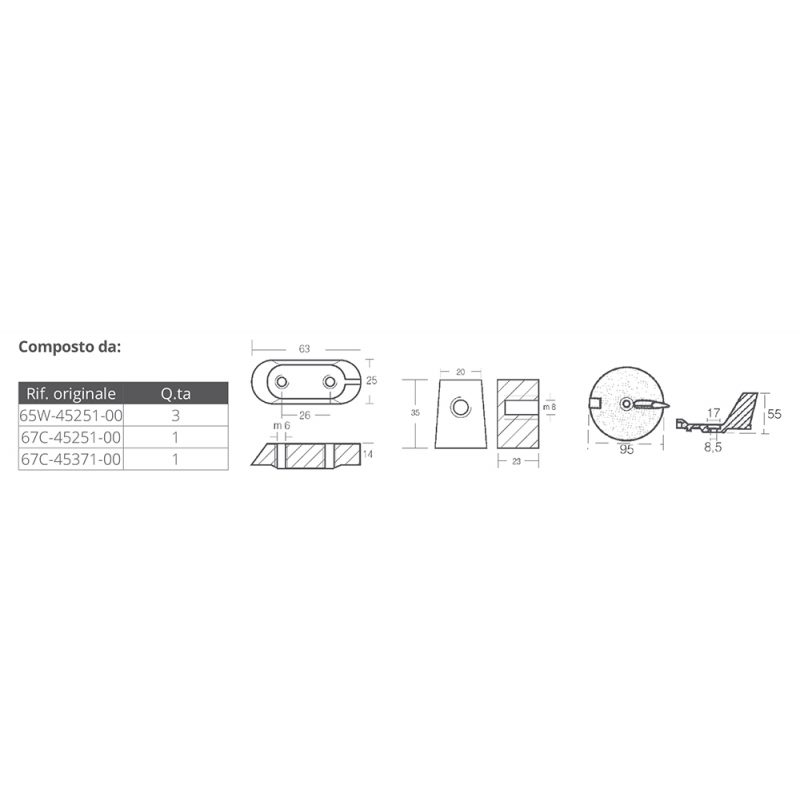 Tecnoseal Aluminium-Kit Yamaha 40-60 PS KITYAMAHA40-60AL