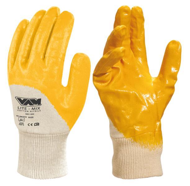 Vam Coppia guanti Lite Mix spalmati NBR giallo taglia L