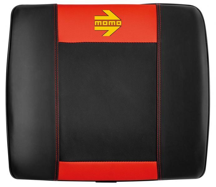 MOMO Supporto Lombare Compact in Memory Foam e Ecopelle Nero/Rosso