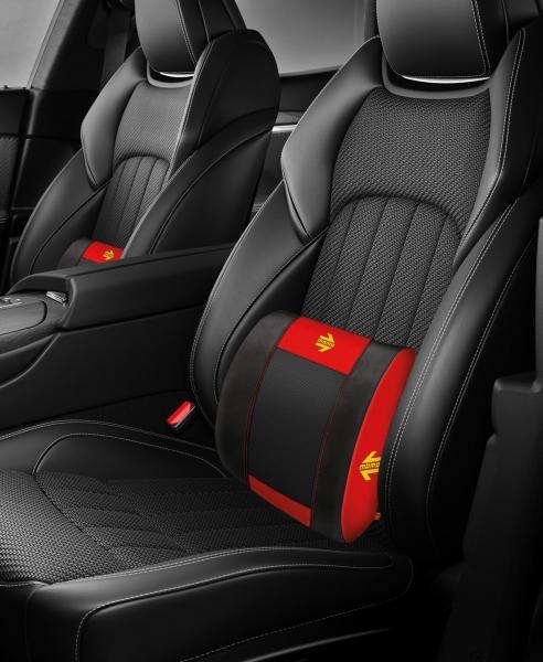 MOMO Supporto Lombare Compact in Memory Foam e Ecopelle Nero/Rosso