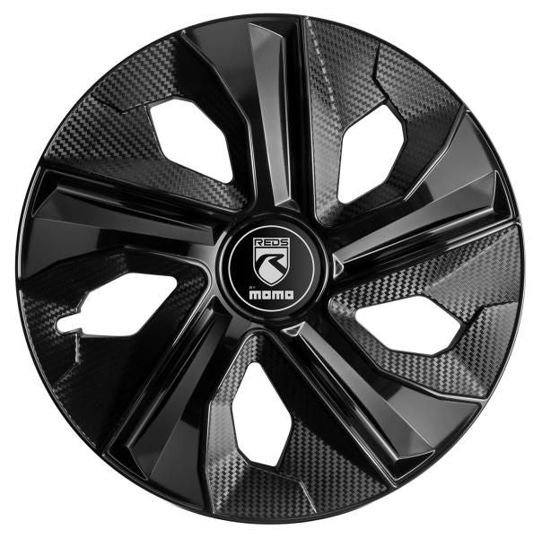 Momo Box 4 Copricerchi Blade Nero Lucido-Nero Carbon 15 polli.
