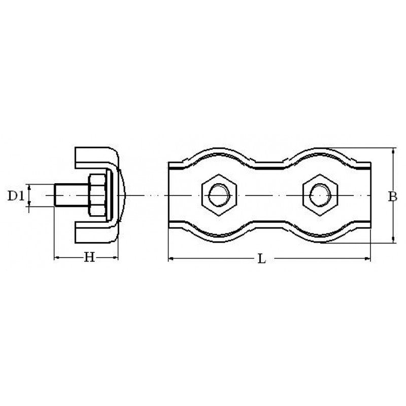 Abrazadera doble FNI de acero inoxidable 316 de diámetro mm 3 S0408-A0003