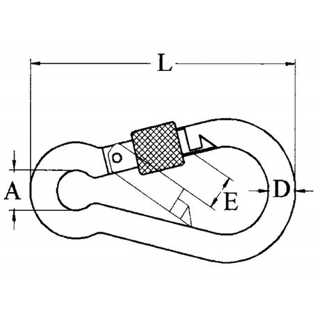 Gancho de seguridad de acero inoxidable FNI con rosca de 5 x 50 mm de diámetro S0313-A0005