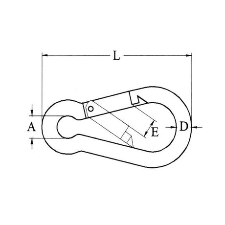 Mosquetón de acero inoxidable FNI 316 de 4 x 40 mm de diámetro S0311-A0004