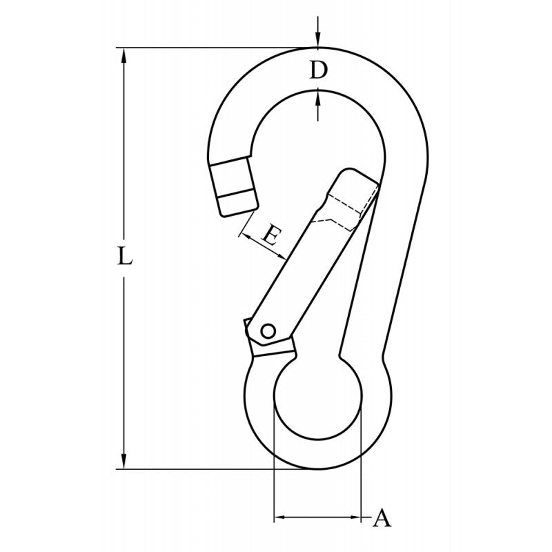 FNI 316 Edelstahl Karabiner Durchmesser 5x50 mm S5311-A0005