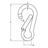 FNI 316 Edelstahl Karabiner Durchmesser 5x50 mm S5311-A0005