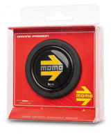 Botón de bocina para volante Momo negro brillante-amarillo/cromado