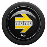 Botón de bocina para volante Momo negro brillante-amarillo/cromado