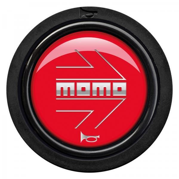Momo Lenkradhupenknopf, glänzend rot-chrom