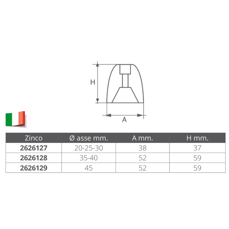 Enrico Polipodio Anodo Ricambio Diametro mm 20-25-30 RI006