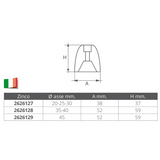 Enrico Polipodio Anodo Ricambio Diametro mm 20-25-30 RI006
