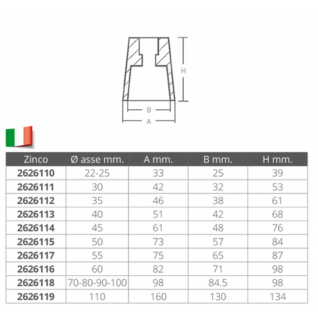 Enrico Polipodio Anodo Ricambio Diametro mm 22-25 RA002