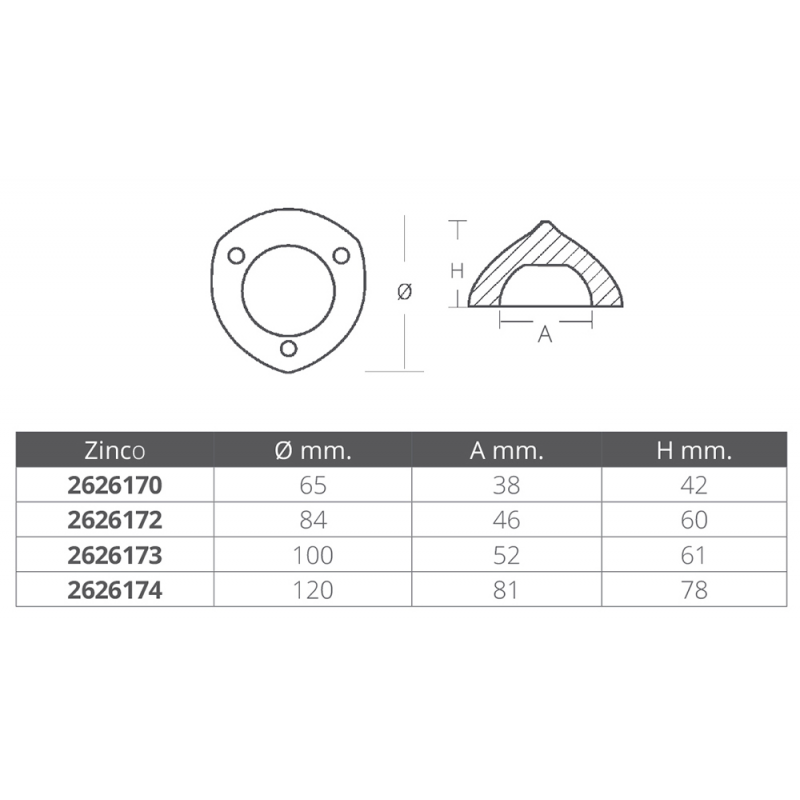 Enrico Polipodio Ogiva Max Prop Diametro mm 38 OG009
