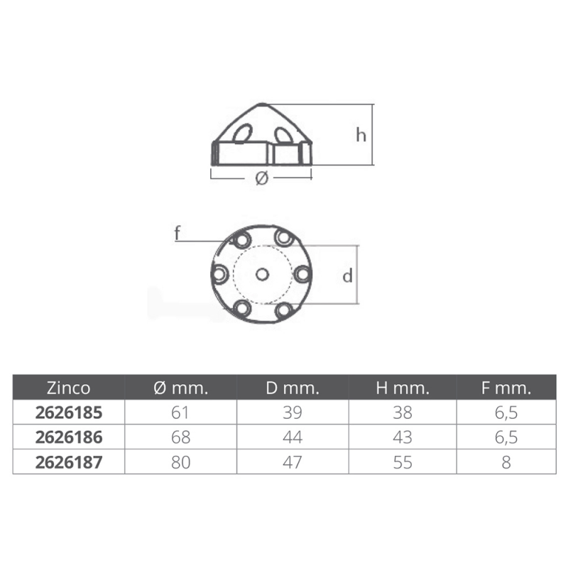 Tecnoseal Ogiva Max Prop Durchmesser mm 61 6 Löcher 00480/6