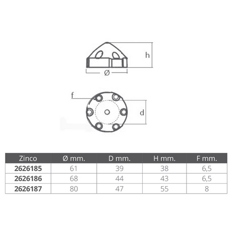 Tecnoseal Ogiva Max Prop Durchmesser mm 61 6 Löcher 00480/6