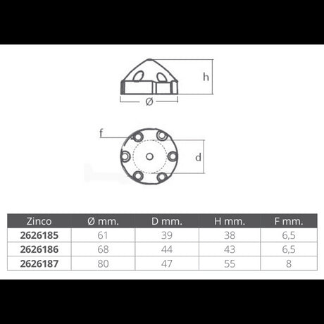 Tecnoseal Ogiva Max Prop Durchmesser mm 61 6 Löcher 00480/6