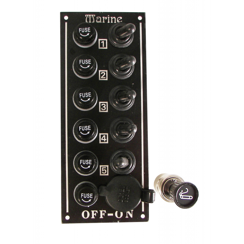Marine Town Nautica Pannello Elettrico 5 Interruttori e Presa Accendi 8734203A