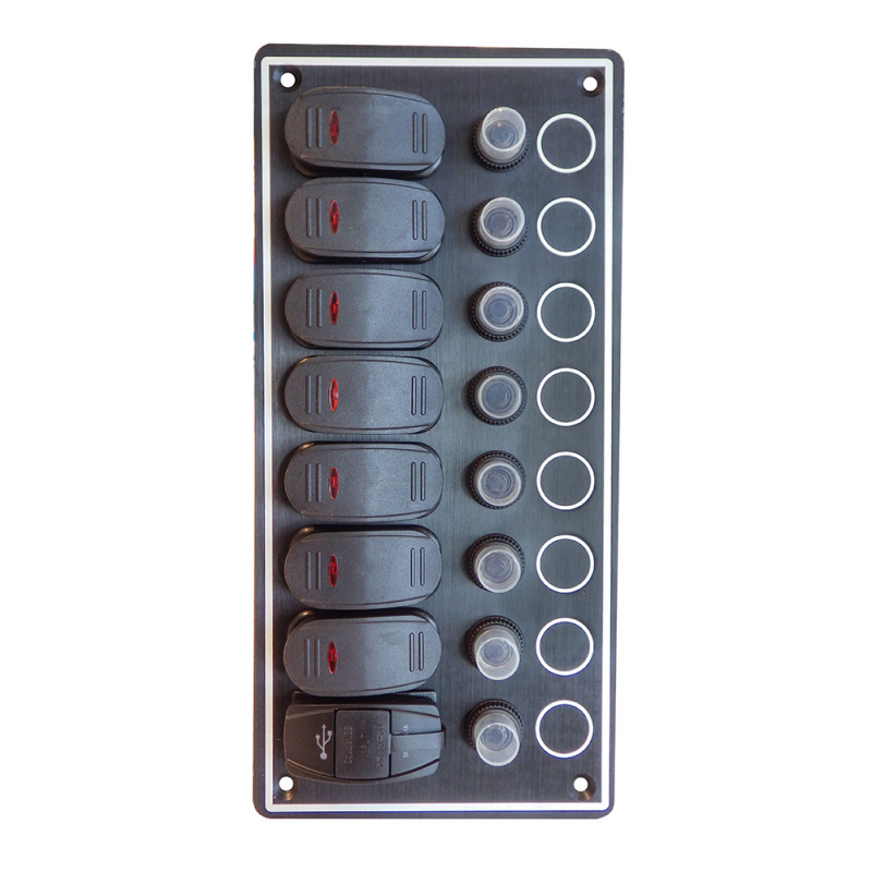 AAA 7-Schalter-Panel mit USB 10087-BKU
