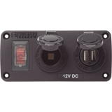 Panel de interruptores de enchufe USB de 12 voltios Blue Sea 4363-BSS