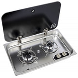 Placa de cocina náutica empotrada Navy Load con 2 quemadores y tapa NL.21002