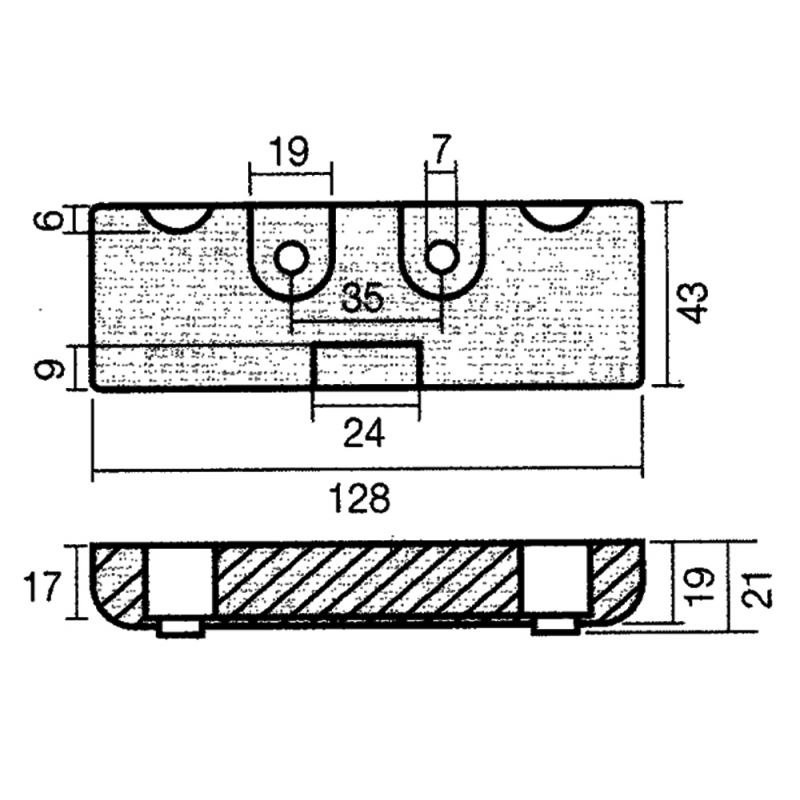 Placa Tecnoseal Verado 215-275 Zinc 00832