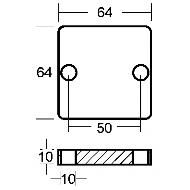 Enrico Polipodio Placca mm 64X64X10 00808 Anodi Mercury - Mercruiser