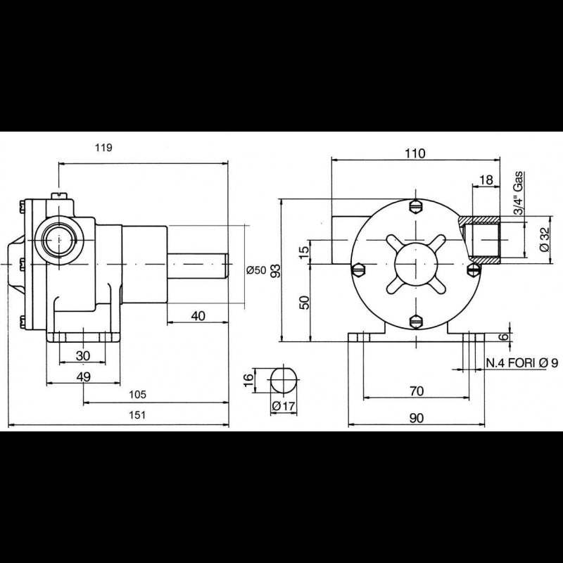 Ancor Pompa Autoadescante Pm35 4257 girante raffreddamento motore