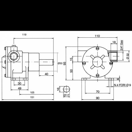 Ancor Pompa Autoadescante Pm35 4257 girante raffreddamento motore