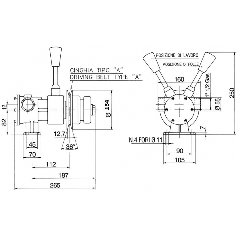 Ancor Pompa Autoadescante Pm40F con Frizione 2010 girante raffreddamento motore