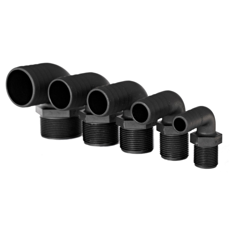 Conector de manguera Trudesign negro, rosca de 90 grados, 1/2" 13 mm, TRU90517