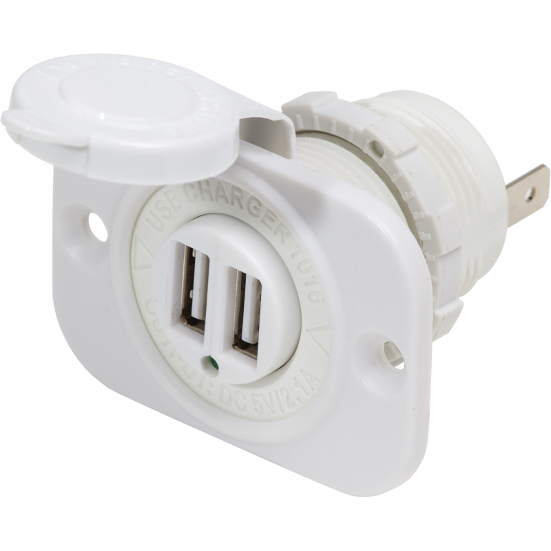 Toma USB doble Blue Sea de 12 voltios, color blanco 1016200-BSS