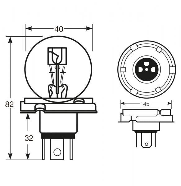 Ring Lampadina 12V 45/40 W R2