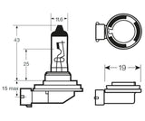 Bombilla halógena de anillo 12 V 55 W H11