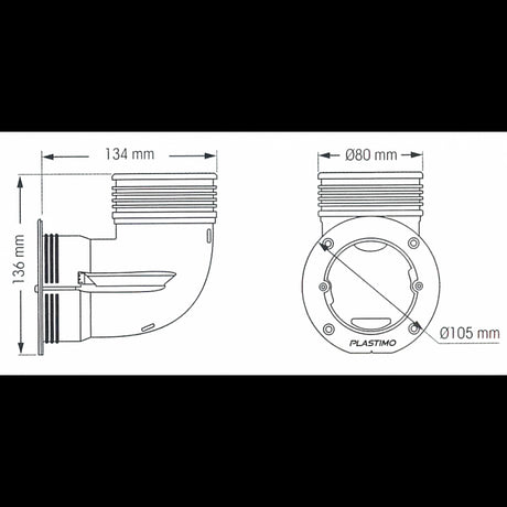 Plastimo Raccordo Curvo Ez Air mm 80 67910