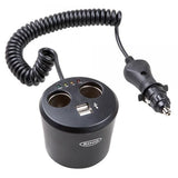 Toma de mechero doble Ring de 12 V y 10 A con comprobador de batería y dos puertos USB de 1 A