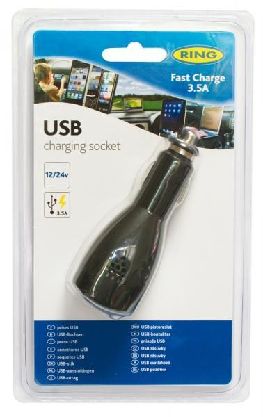 Cargador Ring 12/24V con 2 salidas USB 3,5A