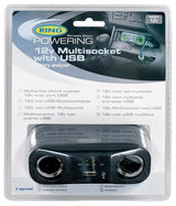 Toma de mechero doble Ring de 12 V y 8 A con USB de 1 A y comprobador de batería