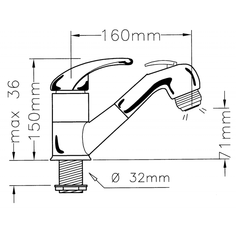 Grifo mezclador monomando Elettrogas Aravon de acero inoxidable 2580